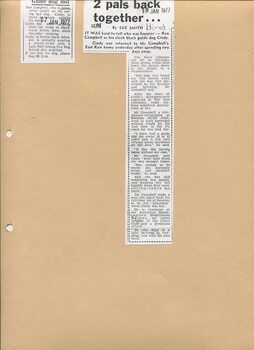 Newspaper cutting about blindness related activities or people