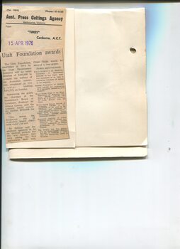 Newspaper cutting about blindness related activities or people