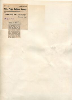Newspaper cutting about blindness related activities or people