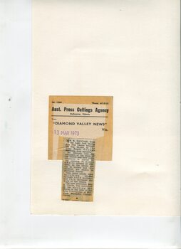 Newspaper cutting about blindness related activities or people