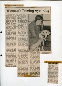 Newspaper cutting about blindness related activities or people