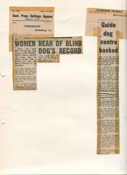 Newspaper cutting about blindness related activities or people