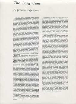 Article outlining the writer's experience with a long cane