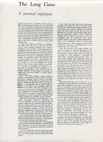 Article outlining the writer's experience with a long cane