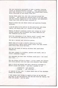 Tribute and overview of Merle Reid's time with RVIB Burwood