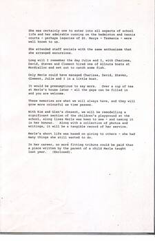 Tribute and overview of Merle Reid's time with RVIB Burwood