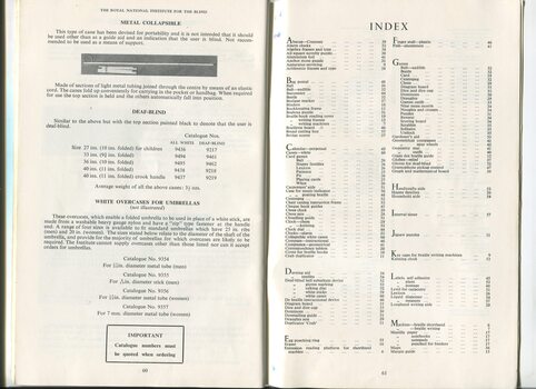 Index of items shown in catalogue
