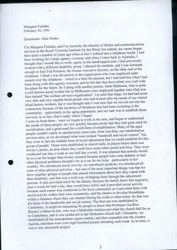 Transcript of interview with Margaret Fialides
