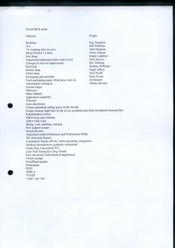 Summary of topics covered during interview