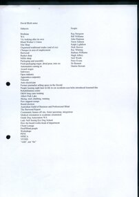 Summary of topics covered during interview
