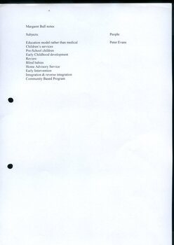 Summary of topics covered during interview