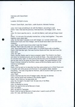 Transcript of Judith Buckrich interviewing David Blyth