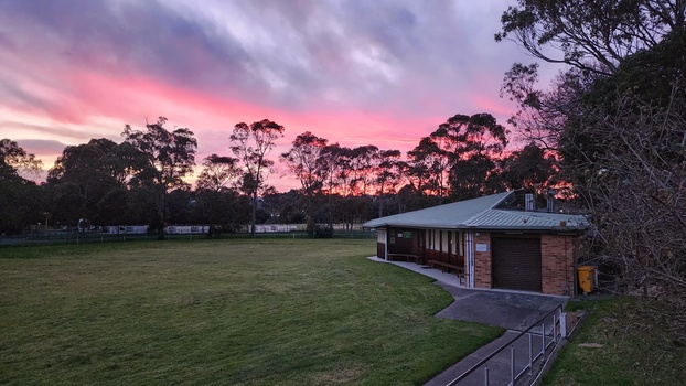 Cricket pavilion and playing grounds at Kooyong