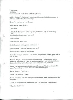 Transcription of audio interview with Kevin Poole
