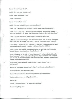 Transcription of audio interview with Kevin Poole