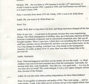 Transcript of interview of Peter Cronin by Judith Buckrich