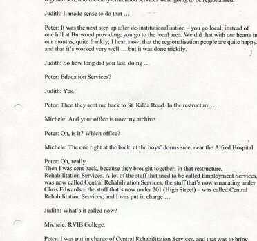 Transcript of interview of Peter Cronin by Judith Buckrich