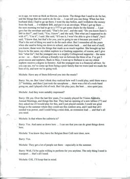 Transcription of audio interview with Barry Palmer