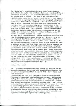 Transcription of audio interview with Barry Palmer