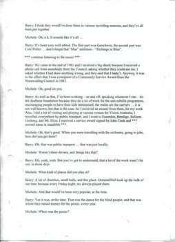 Transcription of audio interview with Barry Palmer