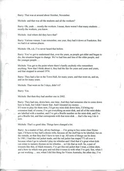Transcription of audio interview with Barry Palmer