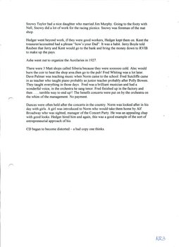 Outline of interview with Norm Rees