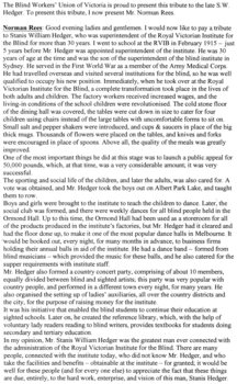 Transcript of BWU tribute to Stan Hedger