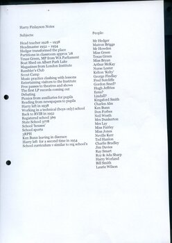 Transcript of interview with Harry Finlayson