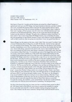 Transcript of interview with Harry Finlayson