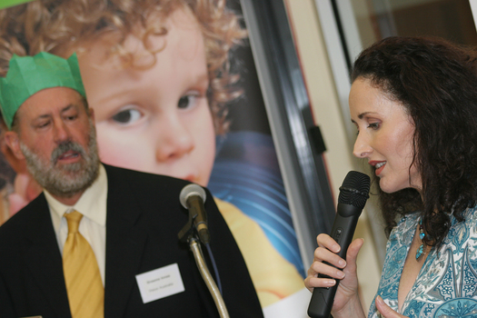 Graeme Innes and Marina Prior at the podium