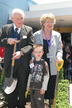 Reuben Ryan, Jarryd Clifford and Jennifer Gibbons at the burying of the time capsule