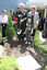 Reuben Ryan, Jarryd Clifford and Jennifer Gibbons at the burying of the time capsule, with Johanne and Anna Fairclough (L)