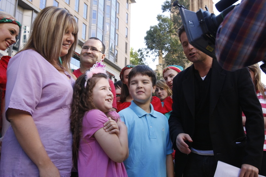 Carols launch: the Law family with Steve Jacobs