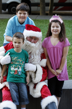 Carols launch: the Law family with Santa