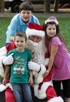 Carols launch: the Law family with Santa