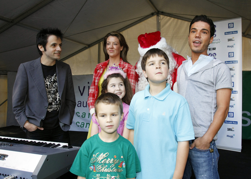 Carols launch: John Foreman, the Law family, Anthony Callea and Santa