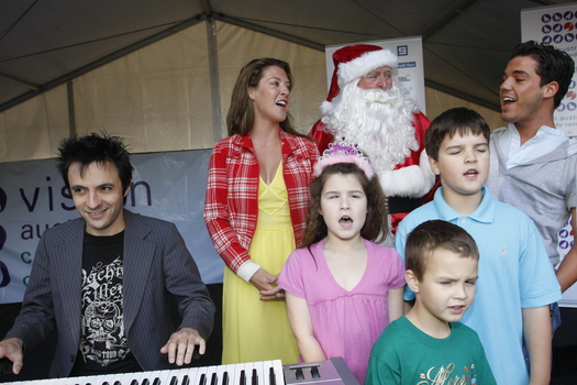 Carols launch: John Foreman, the Law family, Anthony Callea and Santa