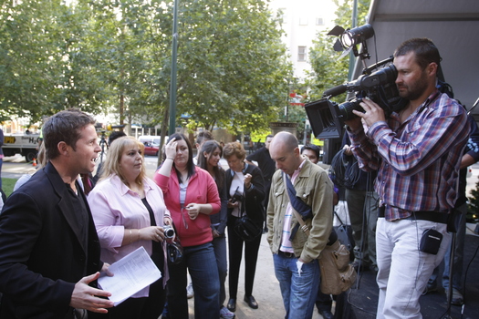 Carols launch: Channel 9 camera crew and Steve Jacobs