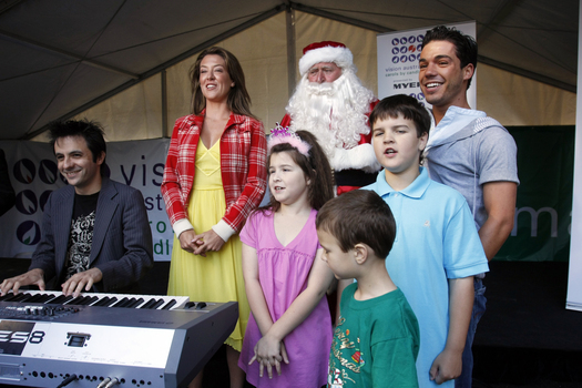 Carols launch: John Foreman, the Law family, Anthony Callea and Santa