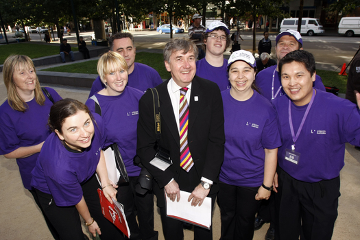 Carols launch: Gavin Strahran, Gerard Menses, Chris Chau, Rita Townsend-Booth, Ryan and Will Betson