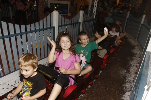 Carols launch: Kate and Jacob Law on a festive mini train