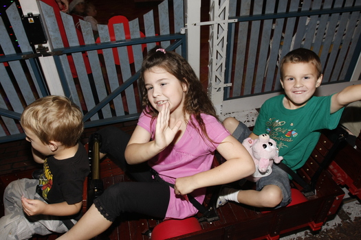 Carols launch: Kate and Jacob Law on a festive mini train