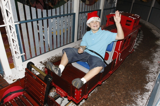 Carols launch: Nicholas Law on a festive mini train