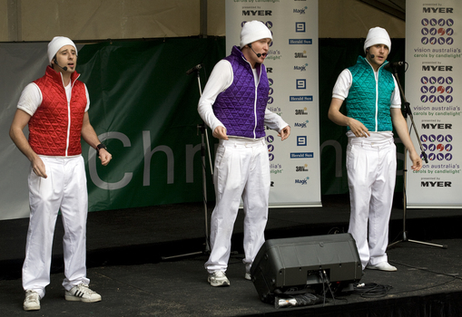 Carols launch: Entertainment Shop singers on stage