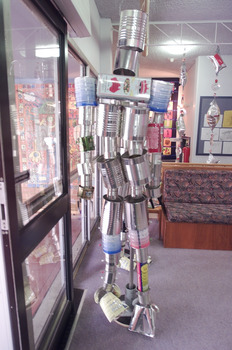 Art object made from tin cans