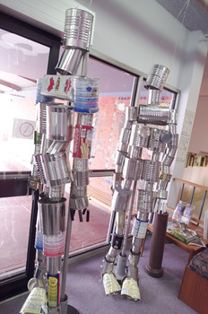 Art object made from tin cans