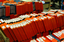 Trollies of cassette books in the Circulation room