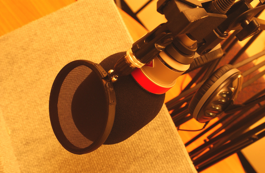 Close up of microphone in the studio