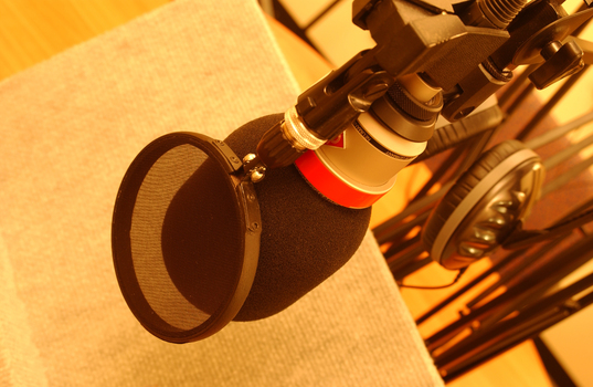 Close up of microphone in the studio