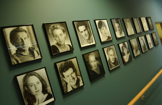 Narrator portraits on the walls around the recording studios